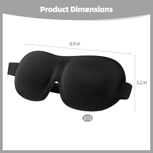 12 Pcs 3D Blackout Sleep Masks, Lightweight Knitted Eye Mask with Zero Pressure Contoured Space Adjustable Strap for Travel Side Sleepers — view 4