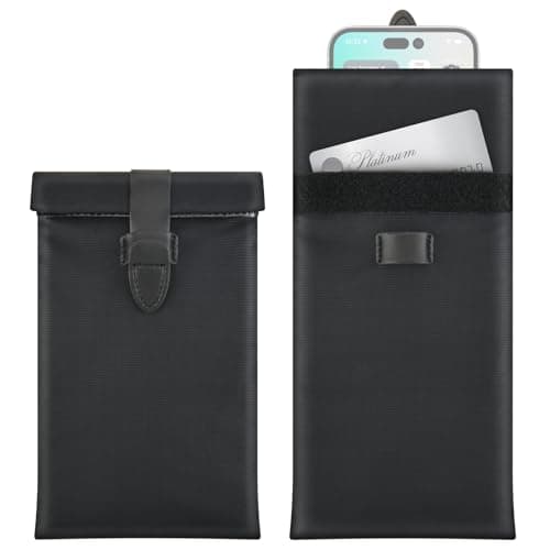 Easecos Signal Blocking Case Sleeve for Phones - RFID & WiFi Shielding Pouch for Cell Phone, Key Fob, Passport, ID Card in Travel Commute Work for Anti-Tracking, Privacy & Data Protection (2) Black