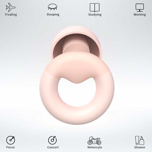 JUSTRVN Earplugs for Sleeping,Noise Reduction Soft Silicone Ear plugs with 7 Pairs Ear Tips&One Connection Cord,Hearing Protection Reusable Earplugs for Sleeping,Concert,Work&Sound Reduction 25dB-30db — view 2