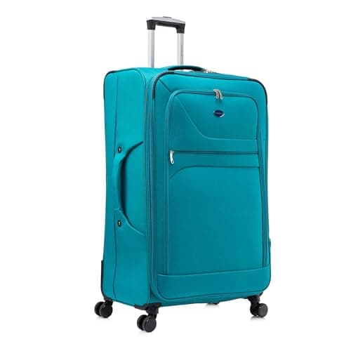Aerostar Extra Large 32” Lightweight Softshell Expandable Suitcase, Integrated Combination Lock, 4 Wheels Check in Luggage for 30kg (Teal, 162 litres)