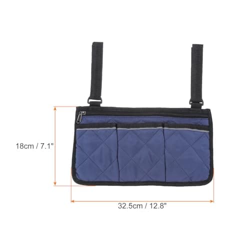 PATIKIL Beach Chair Armrest Bag, Waterproof Beach Chair Hanging Storage Pouch Arm Rest Magazine Snack Bag with 4 Pockets for Camping Outdoor, Teal Blue — view 2