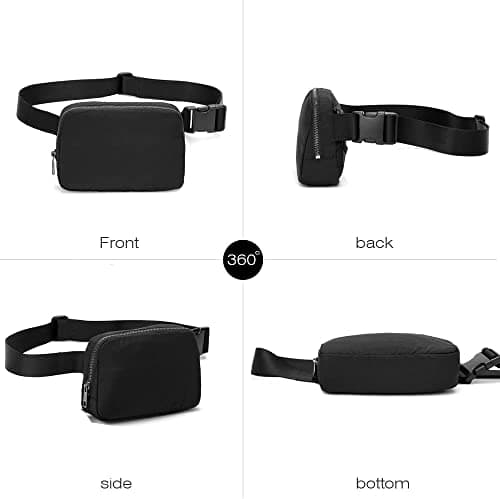 Belt Bag Waist Pack Bum Bag Fanny Pack Crossbody Bags for Women and Men with Adjustable Strap Small Waist Pouch for Travel Workout Running Hiking, Black — view 3