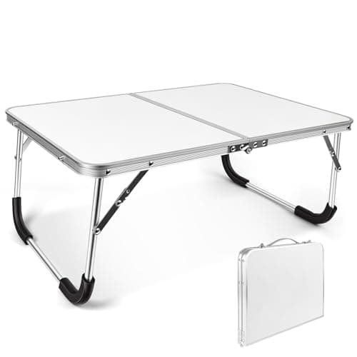 Aomig Portable Folding Outdoor Table Sturdy Picnic Table Aluminium Frame with Handle Small Camp Tables Lightweight Multipurpose Party Dining Table for BBQ Garden Beach Cooking Fishing(Silver Gray)