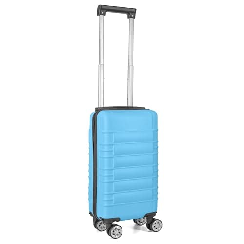 Easyjet Cabin Bag 45x25x20 with Removable Wheels, ABS Hard Shell 4 Spinner Trolley Carry On Suitcase, Hand Luggage Suitcase Fits Ryanair, Jet2, Water Resistant & Safe Locking (Blue, Small)