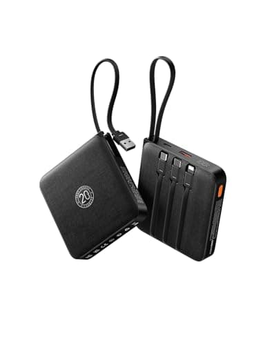 Coowisty Power Bank, 22.5W 20000mAh Portable Charger with 4 Built in Cables