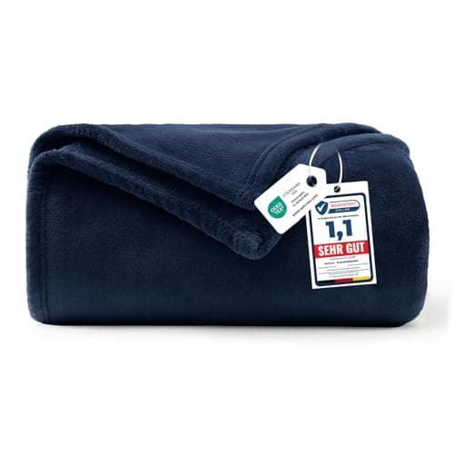 WAVVE Fleece Blanket Sofa Throw Navy Blue 4ft x 5ft - Fluffy Soft Warm Versatile Blanket for Sofa/Couch/Bed Throw/Single Size, 130x150 cm