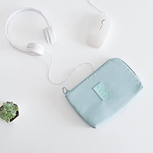 Cable Bag Small Portable Bag Gadget Organiser,Electronics Pouch,Travel Cable Bag for Power Bank,Earphone,Hard Disk,Lipsticks,Brush,ID Cards,USB-Cream — view 2