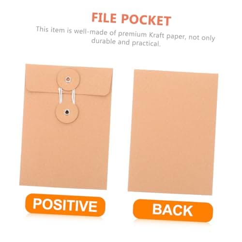 DEARMAMY 25pcs Kraft Paper Envelope Filing Envelope for Office Accessory Kraft String File Folder for Receipt Storage and Packing Pouches — view 6