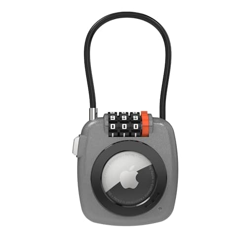 UP Security Combination Lock AirTag Holder, Compatible with Apple AirTag Case, Air Tag Holder for Luggage, Backpack, Suitcase, Locker, Travel Safe Air Tagholder, Anti-Theft Cable Lock GPS Tracker Case
