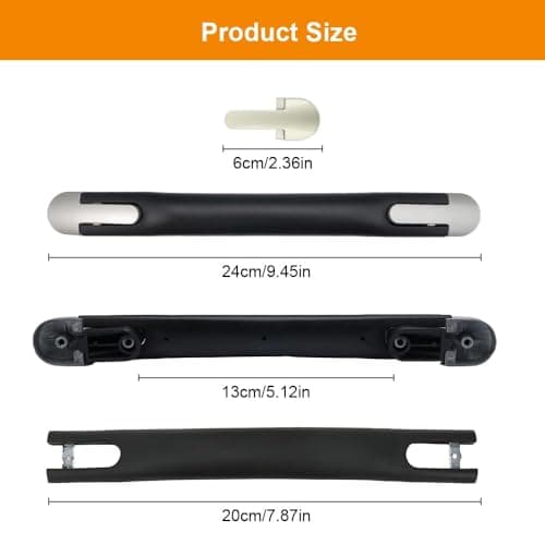 2Pcs 24cm Luggage Handle Replacement, Black Carrying Grip Suitcase Repair — view 2