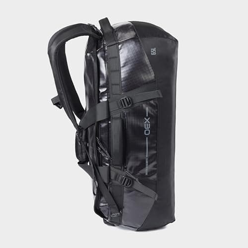 OEX Ballistic Ultra Duffel Bag, 65L, Polyester Ripstop with TPU Coating, for Travel and Outdoor Use, Adjustable Detachable Shoulder Straps, 64x27x30cm (Black, 65 Litre) — view 3