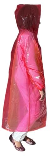 Start and Drive Ltd, Poncho Rain Coat Long Sleeve Waterproof Plastic Adult Size Disposable Ponchos with Hoods Emergency Raincoats (UK, Alpha, One Size, Regular, Regular, 1pcs Red) — view 3