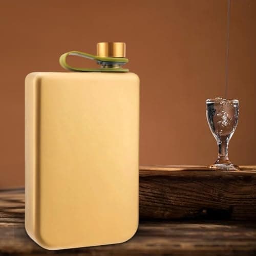 GLOBALHUT Matte Stainless Steel Hip Flask 9oz with Funnel, Leakproof Pocket Liquor Bottle for Men Women, Portable Wine Pot for Travel Camping Party(Gold) — view 5