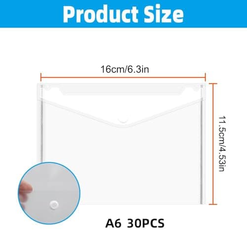 30 Pcs Plastic Wallets A6 Envelopes Files Clear Small Document Folders — view 2