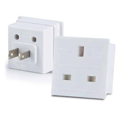 UK to US Adapter England American Socket 3 Pin to 13 Amp Plug Type G to Type A B travel adaptor 10 amp - pack of 2
