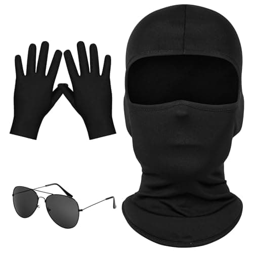 Alaoo Ski Face Mask for Men Women, 3Pcs Ski Face Mask UV Protector Masks with Gloves Sunglasses, Motorcycle Cycling Neck Warmer for Helmet for Skiing, Snowboarding, Motorcycle Wind Protection