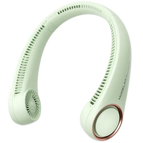 Morelax Neck Fan, Portable Neck Fan,Hands Free Bladeless Mini Fan with 360°Cooling Airflow, 3 Speeds Adjustable,Ultra Quiet Wearable, Suitable for Indoor Outdoor Travel Sports (Green)