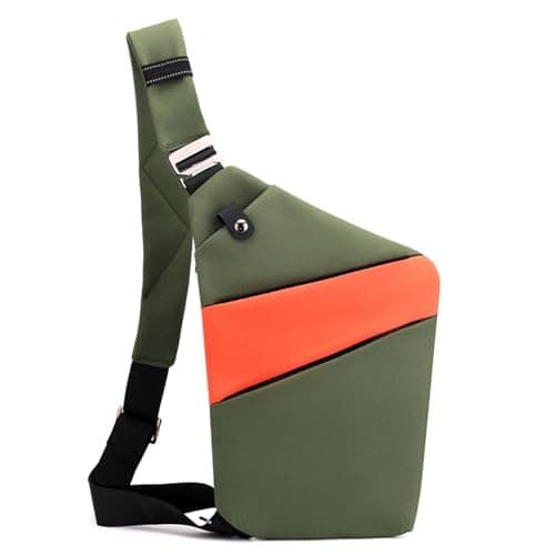 Spiritch Anti Theft Crossbody Bags for Women, Shoulder Bag Anti-theft Design for Travel, Sport, Green Orange - Left Shoulder, One size