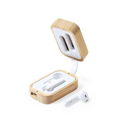 Sawfish Personalised Earphones Tresan Bluetooth 5.0 Bamboo Wireless Earbuds with Bamboo Charging Case – Touch Control, Hands-Free, Eco-Friendly Earphones — view 3