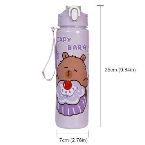 CHANGYUE 700ml Capybara Cute Water Cup with Straw & Handle Travel Water Bottle (Purple) — view 5