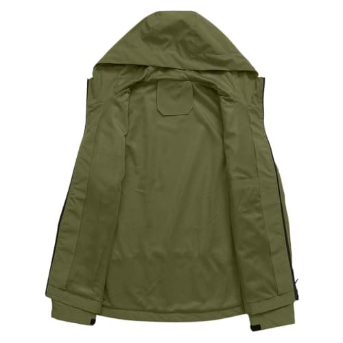 Anbiryeik Waterproof Jackets Mens Windproof Hooded Raincoat Lightweight Packable Softshell Jacket Fast Dry Breathable Summer Windbreaker Pullover Top for Running Cycling Climbing Walking BGreen XXL — view 3