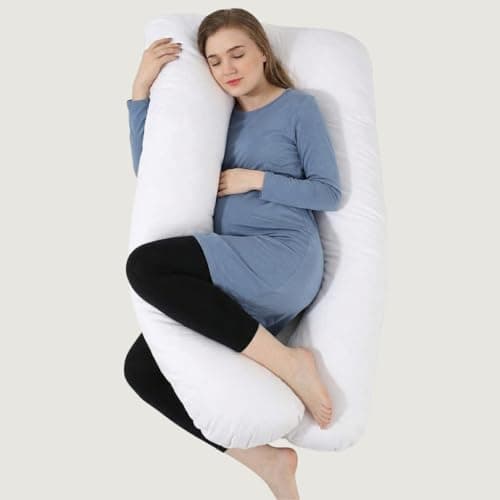 LOOMERIG 12ft U-Shaped Body Pillows – Full Body Support Pregnancy Pillow for Neck, Back & Legs, Ergonomic Comfort, Soft Polyester Filling, Machine Washable Cover — view 6