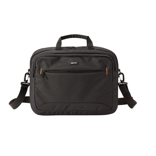 Amazon Basics Compact Laptop Shoulder Bag Carrying Case with Padded Strap and Zippered Accessory Pocket, 1-Pack, 15.6 inch - 39.6 cm, Black — view 4