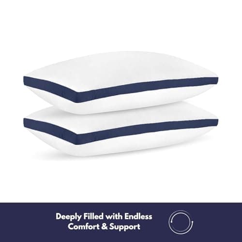 Pillows 6 Pack Hotel Quality Side Sleeper Bounce Back Bed Pillow - White Pillows 6 Pack Neck Pillow Shoulder Back Support Super Soft Firm Machine Washable Hypoallergenic (6, Hotel Pillow) — view 2