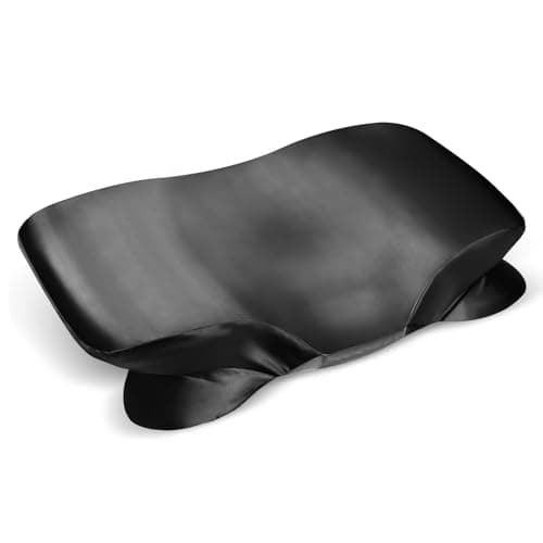 Zelimun Satin Pillowcase for Hair and Skin, Contour Pillow Cases for Cervical Pillow, Smooth & Soft for 60x40cm Memory Foam Neck Pillow, Pillow Cover with Zipper(Black)