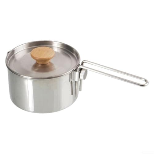 Portable Camping Pot 304 Stainless Steel Folding Design with Rotatable Handle for Mountaineering Travel Essentials Silver 13cm — view 5