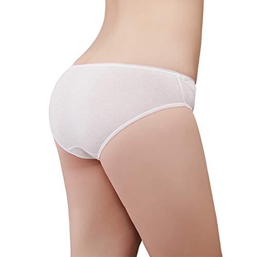Women's Disposable Underwear for Travel-Hospital Stays- 100% Cotton Panties White(10pk) - White - Large 42-46" Hips