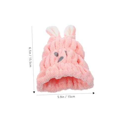 NULYLU Pink Cartoon Hair Drying Towel Cap for Baby and Boys and Girls, Water Absorbent Coral Fleece Head Wrap Towel, Soft Quick Drying Hat for Home and Outdoor Travel Use — view 2