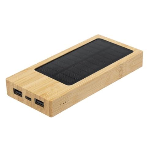 Sawfish Personalised Power Bank Molden Bamboo Solar Power Bank USB-C Input/Output and Dual USB-A Outputs — view 4
