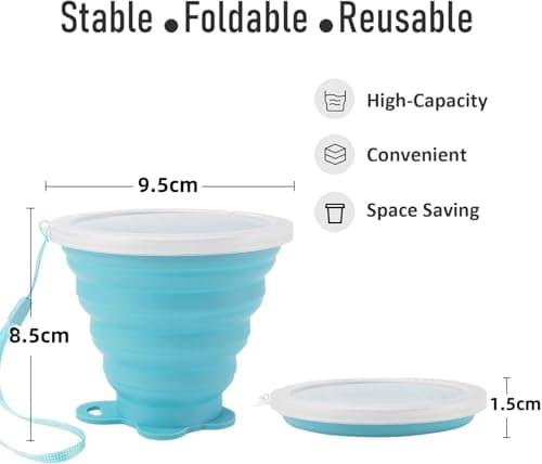 ddLUCK Silicone Foldable Cup, Travel Camping Mug with Plastic Sealing Lid — view 2