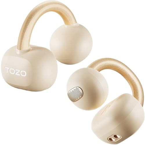 TOZO OpenEarRing Open Ear Headphones, Clip On Earphones, Lightweight Comfort Wireless Open Ear Earbuds with Smart Digital Display, 40H, IPX5 Waterproof, Bluetooth 5.4 for Running Gym Outdoor Sports