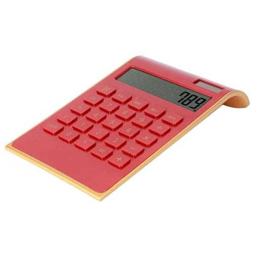 SUNGOOYUE 10 Digits Jumbo Calculator, Portable LCD Desk Calculator, Plastic Dual Power Solar and Battery, Large Display Large Buttons Tilted Screen for Home Office Students (Red)