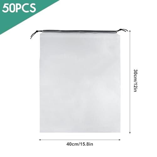 50 Pcs Shoe Bags for Travel PLULON 30 x 40 CM Clear Drawstring Storage Bags Shoes Organizer for Packing Waterproof Dustproof Women Men Portable Travel Essentials — view 2