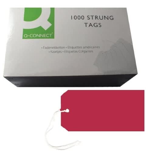 Q-Connect KF01627 Strung Tag 120x60mm - Red (Pack of 1000) — view 2