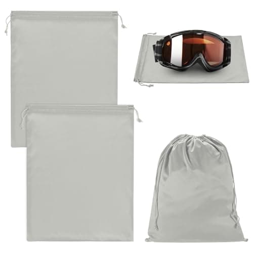 M METERXITY 2-Pack Ski Goggle Bag, 9.8" x 5.9" Soft Microfiber Pouch Bags Protective Storage Bags Case with Drawstring for Snow Goggles/Camera Lenses/Sunglasses [Gray]