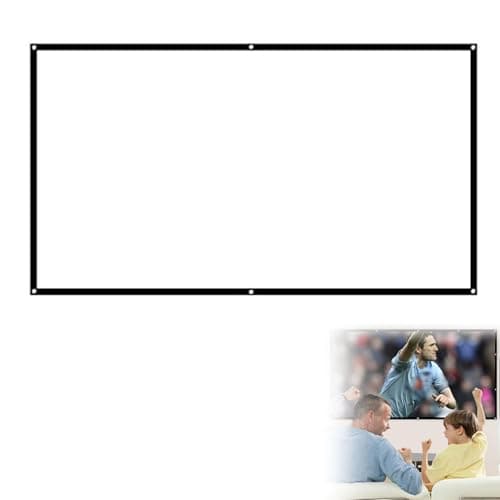 Projector Screen Portable Indoor/Outdoor Movie Theater Screen 16/9 Polyester White Soft Screens For Outdoor Camping Collapsible High Contrast Hanging Hole Grommets (72inch)