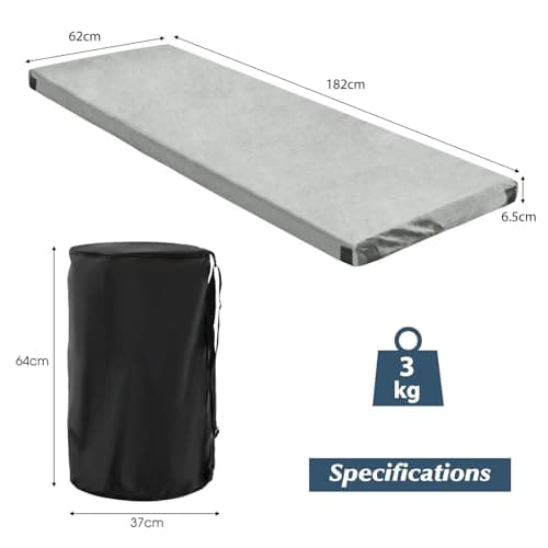 COSTWAY Memory Foam Camping Mattress, 6.5cm Thick Waterproof Roll Up Sleeping Mat with Zipper & Carry Bag, Portable Foldable Floor Guest Bed for Indoor Home, Outdoor Camping & Sleepover Use (Grey) — view 6