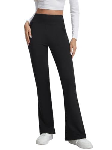 Women Fleece Lined Flared Leggings High Waisted with Pockets M — view 2