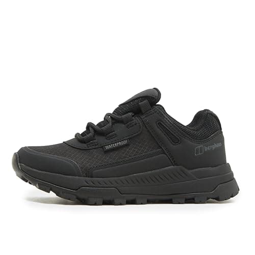 Berghaus Kids’ Galactic Low Walking Shoe with High Traction Sole, Waterproof, Breathable, Lightweight Trainers (Black (No Strap), UK Footwear Size System, Big Kid, Numeric, Medium, 3)
