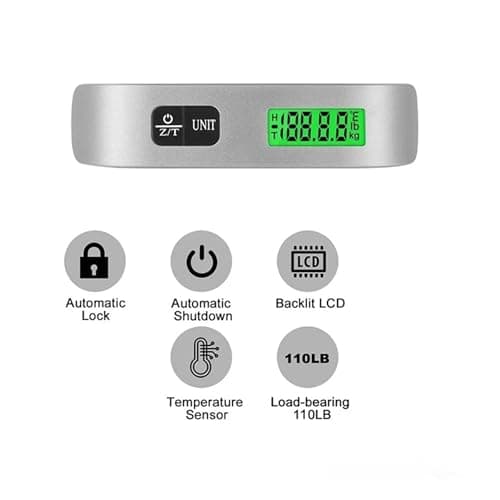 Portable La Weight Scale 110lb 50kg Digital Hook Scale with LCD Display 6 Pack Travel Bagga Balance Tool for Suitcases & Handheld Use — view 6