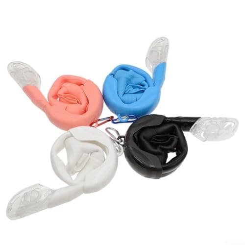 Snorkel Tube Dry Top Valve 2-in-1 Foldable Silicone Breathing Tube with Storage Box for Snorkeling Scuba Diving Swimming Adults Kids Black White Pink Blue(White) — view 6