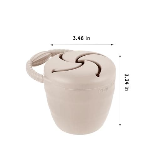 PandaEar 2 Pack Toddler Snack Pots, Collapsible Silicone Baby Snack Pots Cups, Spill Proof Toddler Snack Box Storage Container Food Catcher, Light Tan/Walnut — view 6