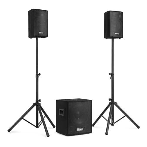 Vonyx VX0812BT 2.1 Active PA Speaker Kit, 12" Subwoofer, Stands, Bluetooth