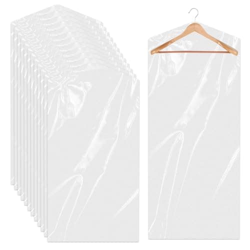 10 Pack Long Dress Covers 71 Inch Clear Garment Bags for Hanging Clothes Plastic Suit Bags Dry Cleaning Bags Hanging Dust-proof Garment Bags for Coat Gowns Dresses