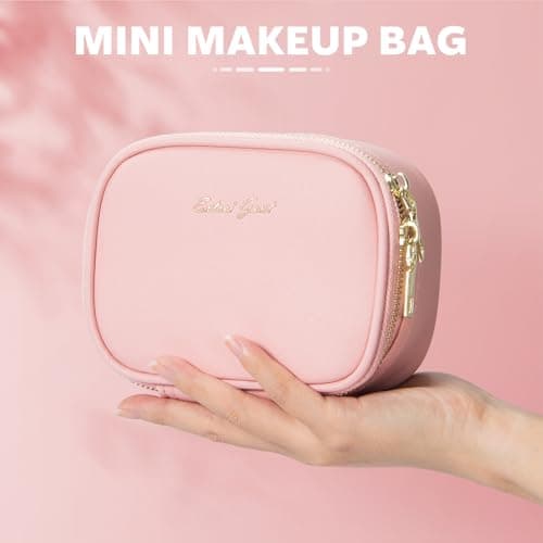 Extrei Gent Small Makeup Bag Travel Train Case with Mirror and Light Mini Travel Makeup Train Case Cosmetic Organizer 3 Adjustable Brightness Toiletry Bag Portable Artist Storage, Pink, S, Mini Ature — view 5