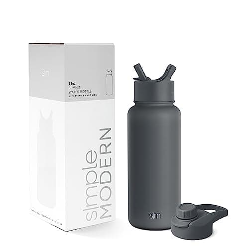 Simple Modern Water Bottle with Straw and Chug Lid | Insulated Stainless Steel Bottle for Sports Gym | Summit Collection | 950ml | Graphite